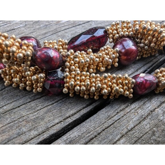 Vintage 22K Gold Vermeil Garnet Bracelet, Gold Over Sterling Gemstone Bracelet - Picture 7 of 10